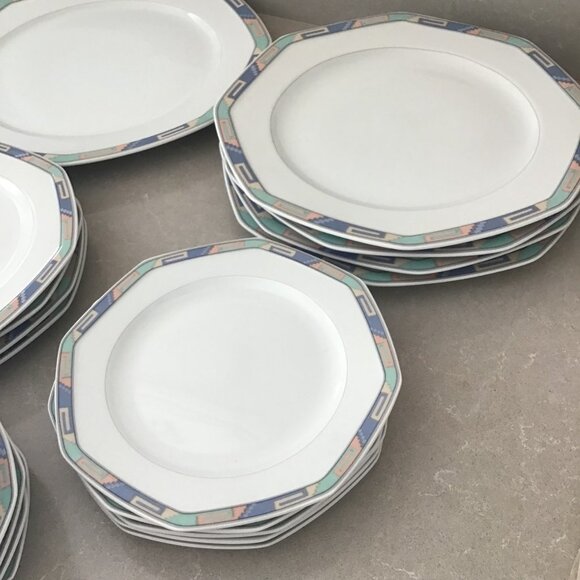 CHRISTOPER STUART FINE CHINA SOUTHWEST DESIGN 22 PIECE DINNER SET PLATES - Picture 4 of 11